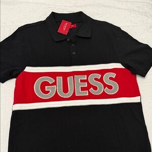GUESS Men's Polo Shirt with Red and Black Accents